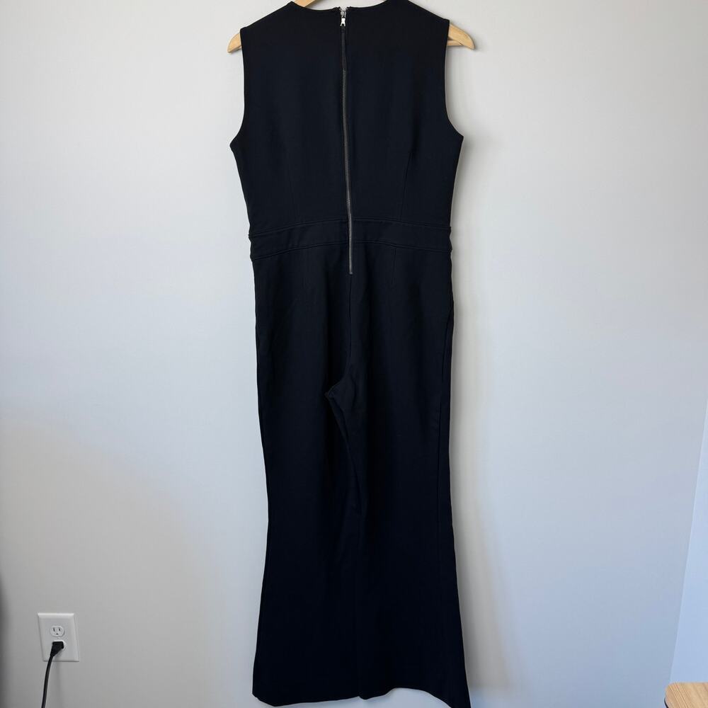 Spanx Perfect Sleeveless Jumpsuit Black Large Ponte Flare Leg Core Shaping - Picture 3 of 11